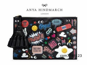  новый товар 14 десять тысяч *ANYA HINDMARCH* стикер клатч Anya Hindmarch смайлик кисточка кожа Barneys New York 