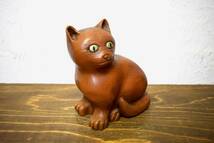 ビンテージ 猫オブジェ ネコ ねこ 置物 木彫り アンティーク雑貨 ヴィンテージ インテリア ディスプレイ_画像1