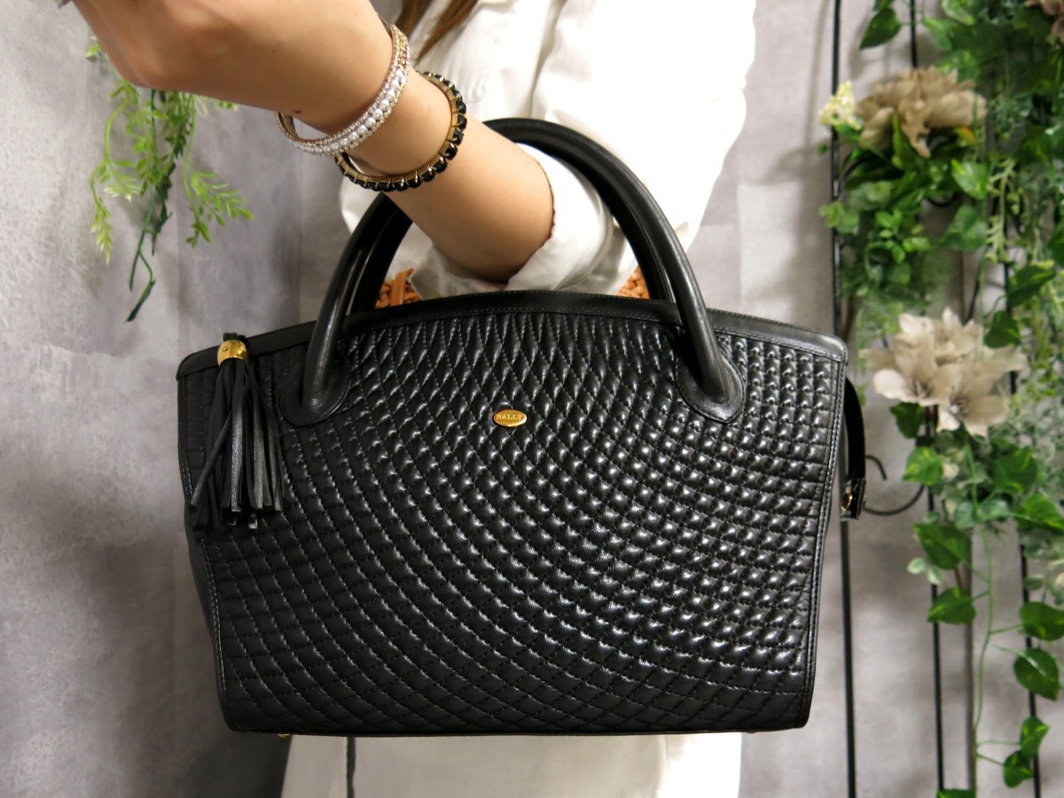 ください Bally - バリー ハンドバッグ ブルー ゴールド 美品 レザーの