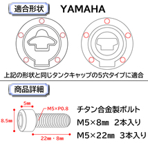 チタン合金製◆タンクキャップボルト◆YAMAHA・5穴用・オーロラ色◆ヤマハ FZ1 FZ6 FZ8 FAZER8 XJR400 TDM900 YZF-R1 YZF-R6 XJ6など._画像4