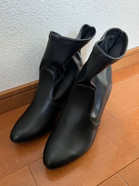 ストレッチ ブーツ ブーティ ショートブーツ 秋冬 ブラック 黒