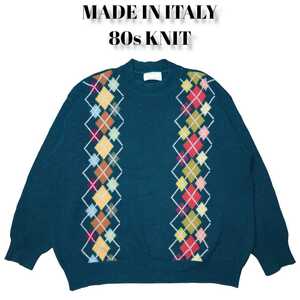 80s Benetton　ノルディック柄　ニットセーター　古着　ベネトン　緑