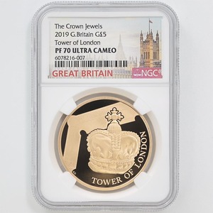 2019 英国 ロンドン塔コインコレクション クラウンジュエル 5ポンド金貨 プルーフ NGC PF 70 UC 最高鑑定 完全未使用品 元箱付