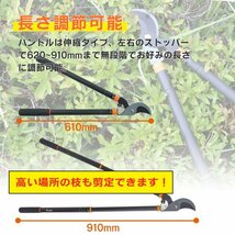 【送料無料】伸縮式高枝切りばさみ 太枝切りバサミ 切断径4cm 枝切り伸縮はさみ 枝きりはさみ 剪定ばさみ 造園 ノコギリ_画像3