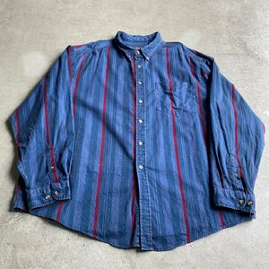 大きいサイズ ROUTE66 長袖 ストライプシャツ メンズ3XL