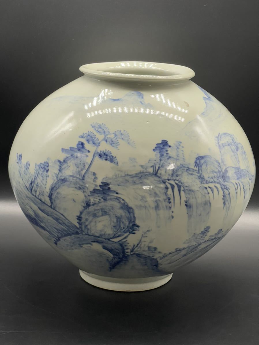 ホビー・グ 李朝 瓶台付 高約34cm s02545 CA0OZ-m67147107016 龍紋染付