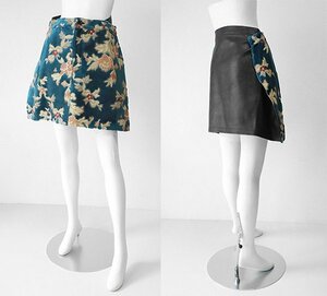 JUNYA WATANABE COMME des GARCONS *go Blanc weave bell bed & leather skirt blue / black XS Mini Junya Watanabe Comme des Garcons *KK-4