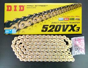 ＃DIDチェーン ゴールド 520VX3 GOLD 110L CRF250L/RALLY/M CRM250AR XR250R XR250/BAJA(97-07)CL400 新品 即納※