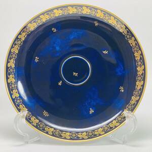 [ illusion. ceramics and porcelain ]SEVRES sable . person. blue klautedo blue . pattern 24 gold paint plate decoration plate 18cm cobalt porcelain antique 