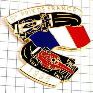 ピンバッジ・F1グランプリ車フランス国旗シューマッハとヒル２台ルノー◆フランス限定ピンズ◆レアなヴィンテージものピンバッチ