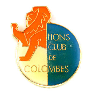 ピンバッジ・ライオンズクラブ獅子オレンジ色◆フランス限定ピンズ◆レアなヴィンテージものピンバッチ