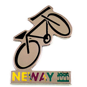 ピンバッジ・自転車一台ニューウエイ新しい道◆フランス限定ピンズ◆レアなヴィンテージものピンバッチ
