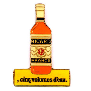 ピンバッジ・リカール酒パスティス瓶型◆フランス限定ピンズ◆レアなヴィンテージものピンバッチ