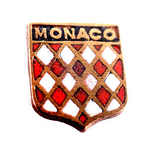 ピンバッジ・モナコ公国の国章チェック赤と白◆フランス限定ピンズ◆レアなヴィンテージものピンバッチ