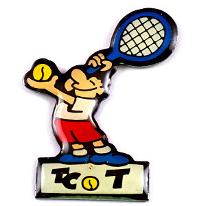 ピンバッジ・テニス黄色い球とラケット選手◆フランス限定ピンズ◆レアなヴィンテージものピンバッチ