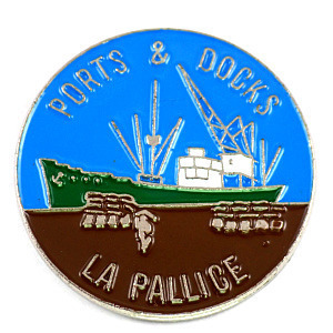 ピンバッジ・船のドック港で荷降ろし◆フランス限定ピンズ◆レアなヴィンテージものピンバッチ