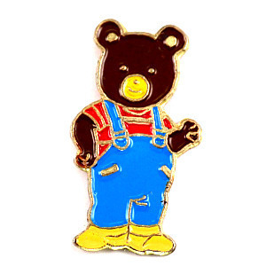 ピンバッジ・オーバーオールの熊アニメ東映◆フランス限定ピンズ◆レアなヴィンテージものピンバッチ
