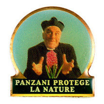 ピンバッジ・パンザニのパスタ神父さんと花◆フランス限定ピンズ◆レアなヴィンテージものピンバッチ_画像1