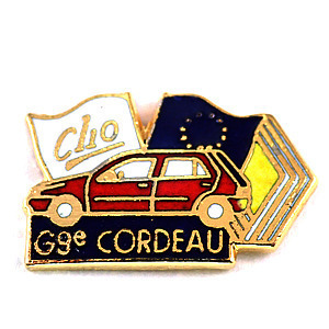  pin badge * clio car Renault EU Europe ream .. flag * France limitation pin z* rare . Vintage thing pin bachi