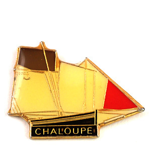 ピンバッジ・帆船ボート茶色と赤◆フランス限定ピンズ◆レアなヴィンテージものピンバッチ