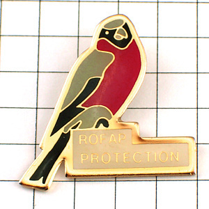 ピンバッジ・赤い胸の小鳥エコ環境保護◆フランス限定ピンズ◆レアなヴィンテージものピンバッチ