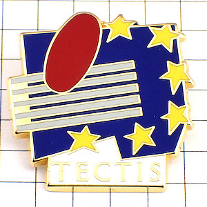 ピンバッジ・赤い楕円ユーロ旗の星EU欧州連合◆フランス限定ピンズ◆レアなヴィンテージものピンバッチ