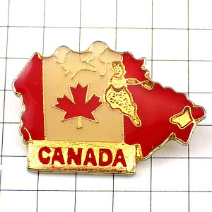 ピンバッジ・カナダ楓カエデ国旗柄の地図◆フランス限定ピンズ◆レアなヴィンテージものピンバッチ