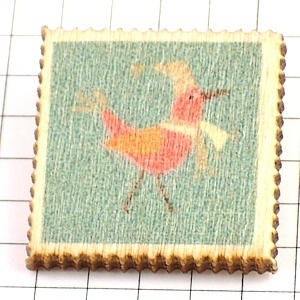  pin badge *New! wooden muffler. small bird stamp stamp type * France limitation pin z* rare . Vintage thing pin bachi