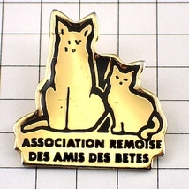 ピンバッジ・猫と犬二匹動物愛護◆フランス限定ピンズ◆レアなヴィンテージものピンバッチ_画像1