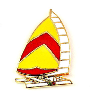  pin badge * yellow color . red line .. fully .... boat * France limitation pin z* rare . Vintage thing pin bachi