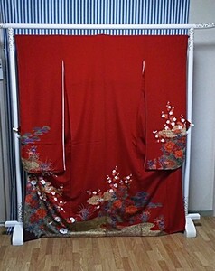  gorgeous!! stylish long-sleeved kimono * underskirt set used treatment cheaply please ( middle -8)