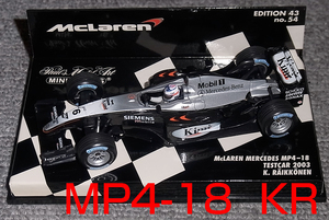 1/43 マクラーレン メルセデス MP4-18 ライコネン TESTCAR 2003 McLaren MERCEDES MP4/18 
