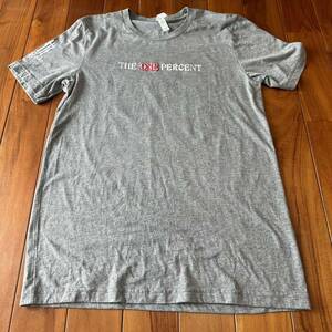 沖縄 米軍放出品 JOHN 15:13 THE ONE PERCENT ミリタリー Tシャツ オシャレ ファッション 古着 ビンテージ MEDIUM グレー (管理番号I51)