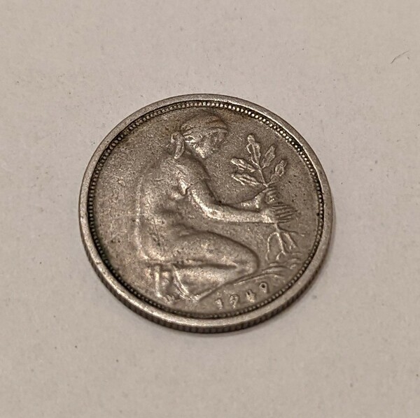 ドイツ 1949年 50ペニヒ 苗を植える女性 旧硬貨
