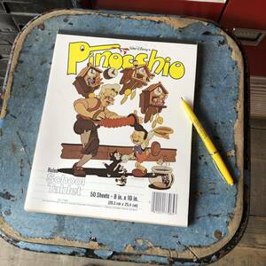 即決 80s ヴィンテージ ディズニー スクールタブレット ノート ピノキオ キッズ アメリカ雑貨