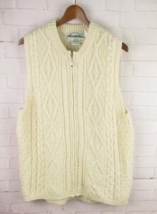 LAJ20030 aran crafts アランクラフト ジップアップ ケーブルニット ベスト M 美品 アイボリー系