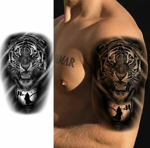 虎 21 × 15cm タトゥーステッカー シール 刺青 入れ墨 タトゥー tattoo ボディーアート パーティー ファッション タイガー 1285