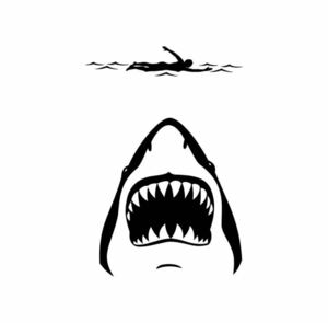 サメステッカー 20 × 13.8cm 防水 日焼け オートバイ 自動車 車 ステッカー デカール クール サメ 鮫 シャーク 黒 1758