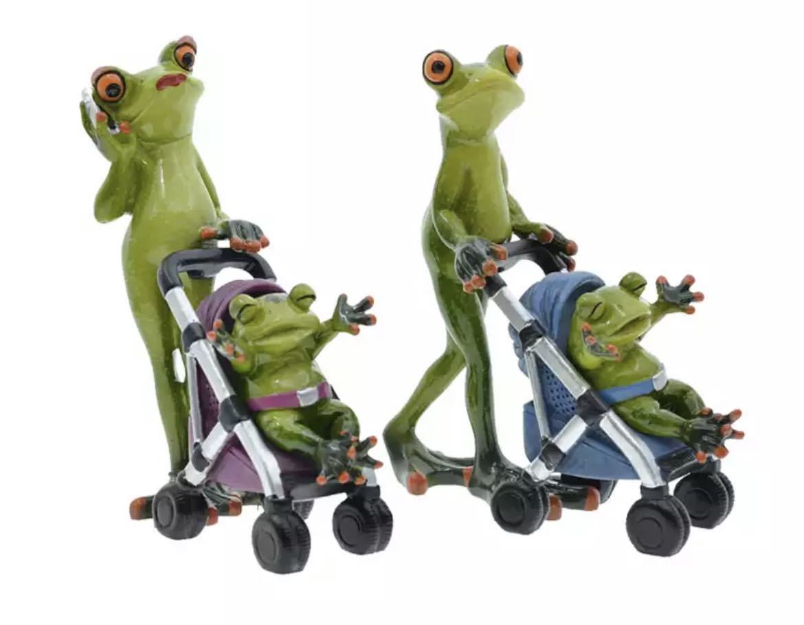2只装 青蛙公仔 亲子婴儿推车 树脂青蛙 青蛙模型 装饰物 室内装饰品 小雕像 小商品装饰 1565, 手工制品, 内部的, 杂货, 装饰品, 目的