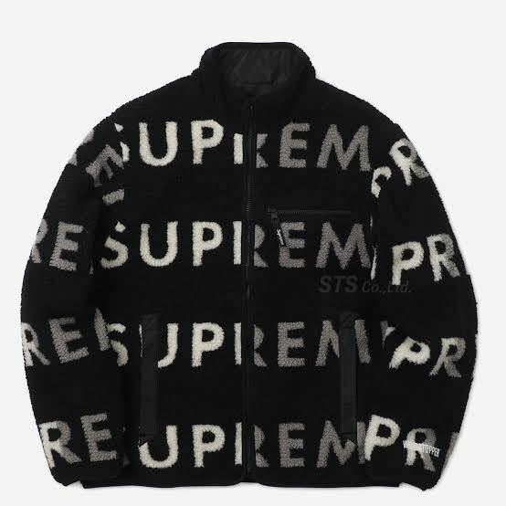 Supreme Reversible Logo Fleece Jacket L Black フリースジャケット ロゴ リバーシブル 黒