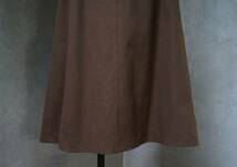 スペイン製 ザラ ウーマン ZARA WOMAN 茶 ブラウン 革 バスケットボタン インバーテッドプリーツ Aライン スカート W67_画像6