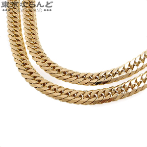 101531157 flat 6 surface double necklace K18YG yellow gold gold 750ki partition 6 surface W chain necklace 30.2g 50.5cm finish settled 