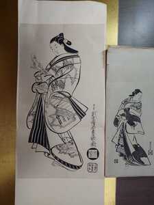 Art hand Auction 懐月堂度繁画 短冊を持つ太夫立姿 浮世絵 美人図 墨摺絵 鳥居清倍 美人画 大々判 伊賀屋坂, 絵画, 浮世絵, 版画, 美人画