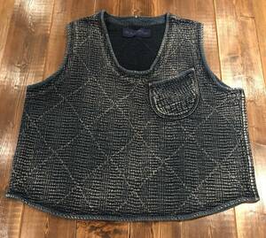 極美品 定価11万 Porter Classic SASHIKO PULLOVER VEST - BLUE XL ウォッシュ加工 ポータークラシック 刺し子 プルオーバーベスト