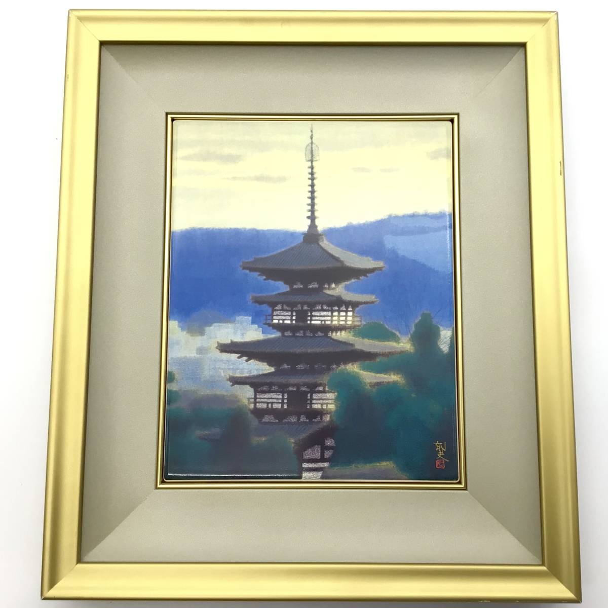 ◆◇Ikuo Hirayama pintura de tablero de cerámica Yakushiji East Tower enmarcada, caja de cosméticos, Con etiqueta de certificación◇◆, obra de arte, cuadro, otros