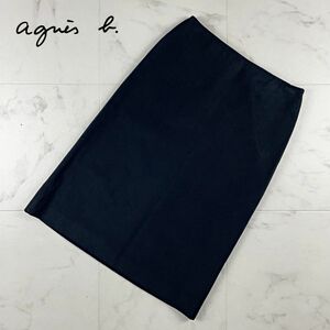  beautiful goods agns b. Agnes B semi flair skirt knees height lining equipped lady's bottoms black black size 34*NB58