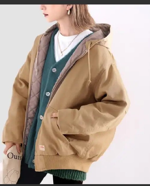 超美品】BONJOUR MADAMEボンジュールマダムフードブルゾンカーキ