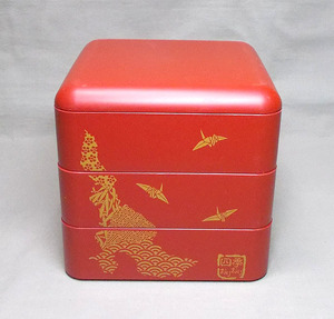  unused [ four season hutch hutch spring summer autumn winter folding crane pattern three step multi-tiered food box ] microwave oven correspondence plastic lunch box lunch box Japanese style Japanese-style tableware made in Japan 