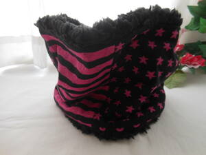  neck warmer border * star pink * black poodle boa child! hand made 