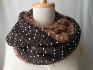  long snood Brown knitted × poodle boa! hand made 